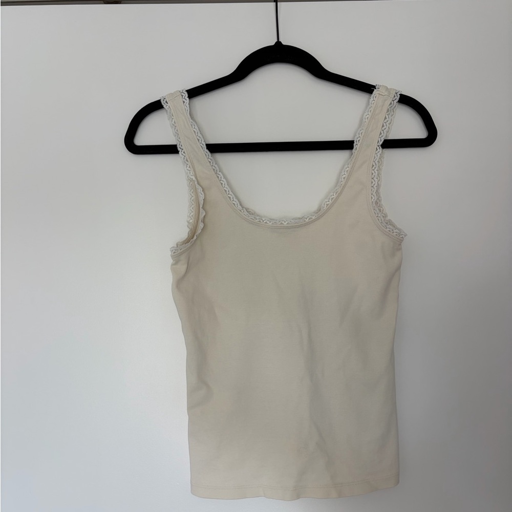 Abercrombie & Fitch Lace-Trim Cream Tank